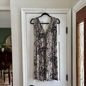 Loft Sundress V Front and Back, Size Medium, Elastic Waist, Length Above Knee
